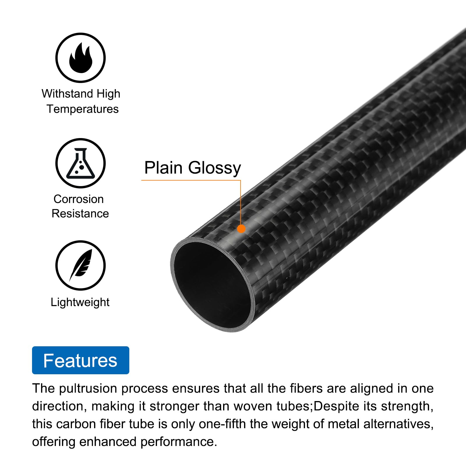 QUARKZMAN 2Pcs Tubes en Fibre de Carbone 18 x 20 x 330mm Surface Brillante Tige en Carbone Enroulée en 3K pour avion RC, Quadricoptère, Multicoptère