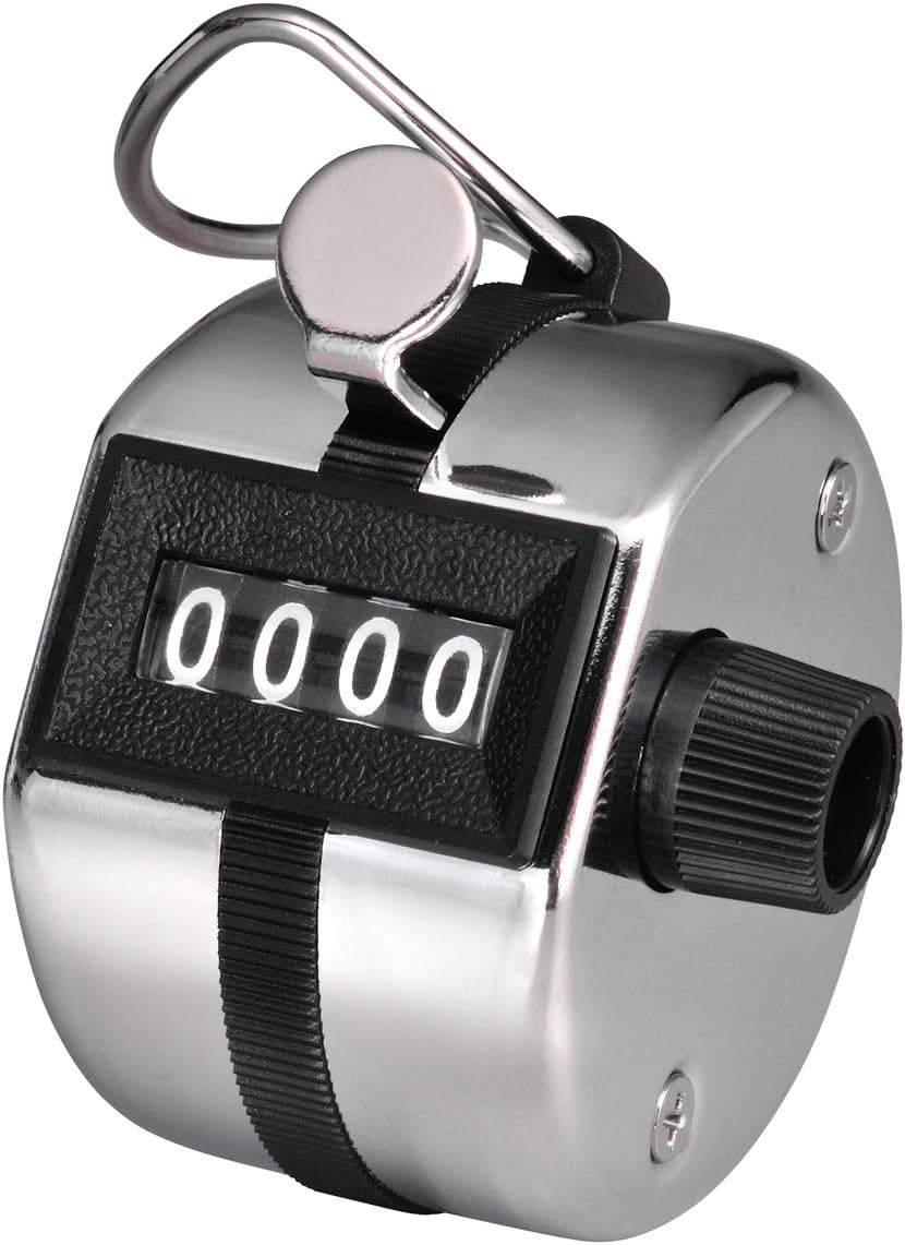 Aain TM001 Chrome Hand Held Tally Palm Clicker Counter