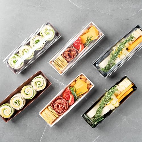Miniatura 9 de Matsuri Vision - Bandejas de sushi de 6.5 x 1.7 x 1.4 pulgadas, 100 cajas de embalaje de sushi a prueba de grasa - Las tapas se venden por separado,