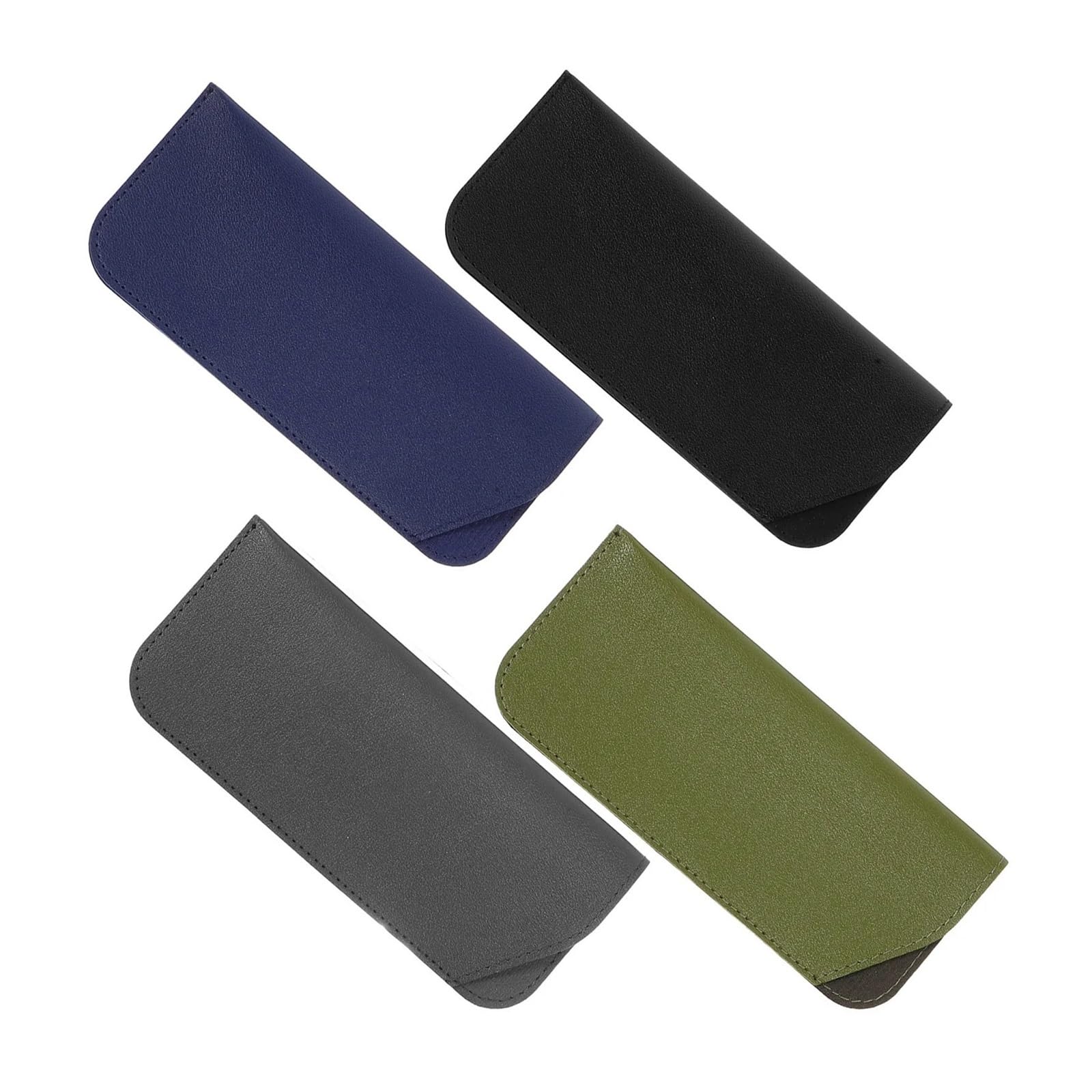 Funda de Gafas Blanda de Cuero 4pcs PU Leather Eyeglasses Case Scratch Proof Slim Eyeglass Pouch Bags Sunglasses Protector Sleeve for Home Travel Daily Use