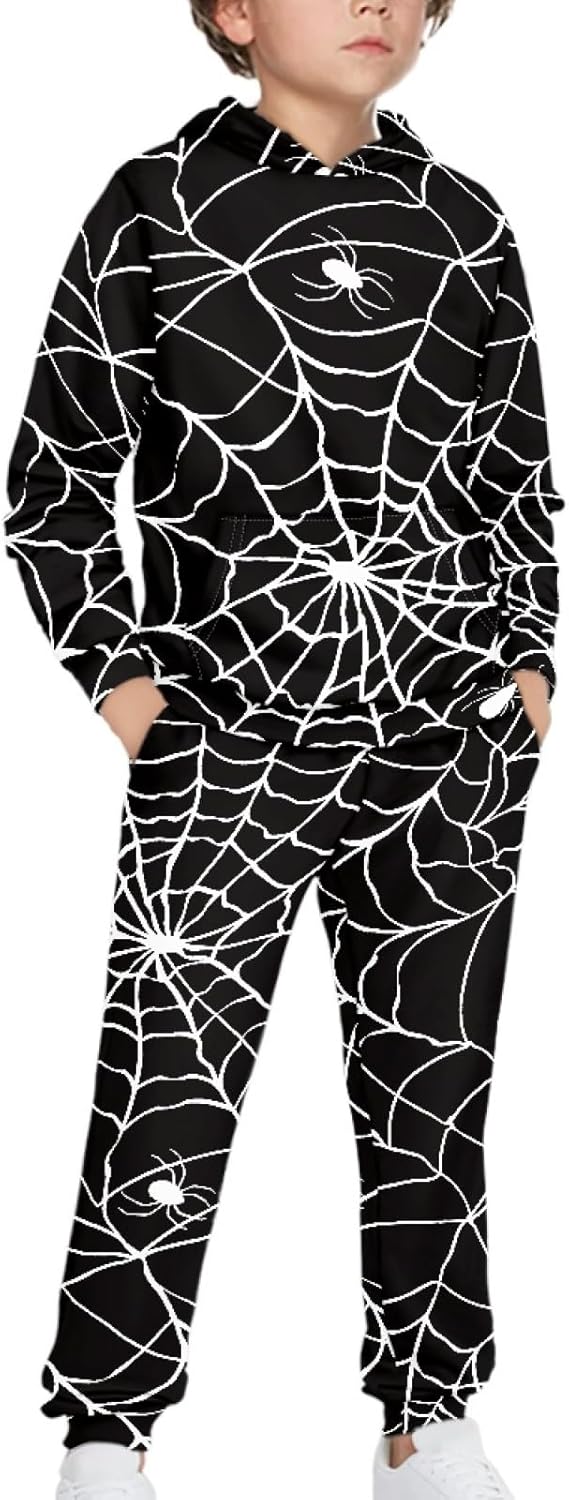 FUSURIRE Kids 2 Pieces Outfits Long Sleeve Sweatshirt and Sweatpant Set Active Pullover Hoodie Jogger Pant for 4-16 Y