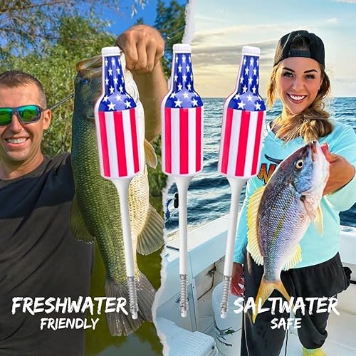 Miniatura 5 de Southern Bell Brands Bandera americana, Estados Unidos, flotadores de botella, Bobber de pesca, paquete de 3, Bobber de botella, aparejos de pesca,