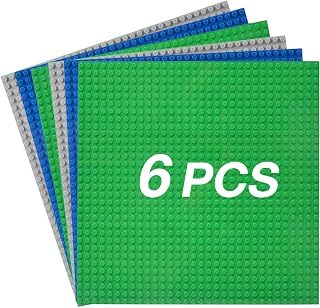 JNZong 6 Pack 10x10 Multicolor Baseplates - 100% Compatible LEGO Building Bricks Base Plates, Durable Classic Plates