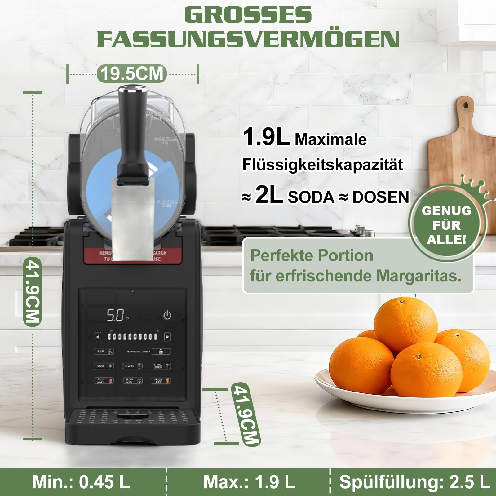 Slush Maschine selbstreinigend 2L 5 Programme Turbo-Freeze 12h Haltefunktion