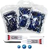 Sapphire Blue AB Resin Rhinestones w B7000 Jewelry Glue for Bedazzling 3mm 4mm 5mm Dark Blue Flatback Jelly Stones Bulk for Crafting SS10- SS20 Diamonds Gems for Nails Tumblers DIY Crafts Decor