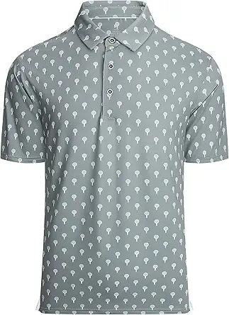 Alex Vando Mens Golf Shirt Moisture Wicking Quick-Dry Print Performance Polo Shirts for Men