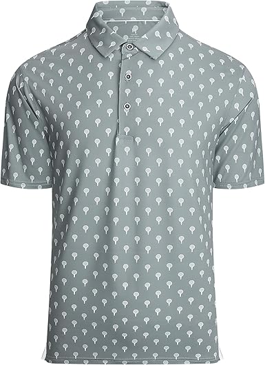 Alex Vando Mens Golf Shirt Moisture Wicking Quick-Dry Print Performance Polo Shirts for Men