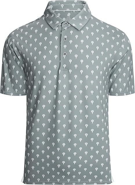 Alex Vando Mens Golf Shirt Moisture Wicking Quick-Dry Print Performance Polo Shirts for Men
