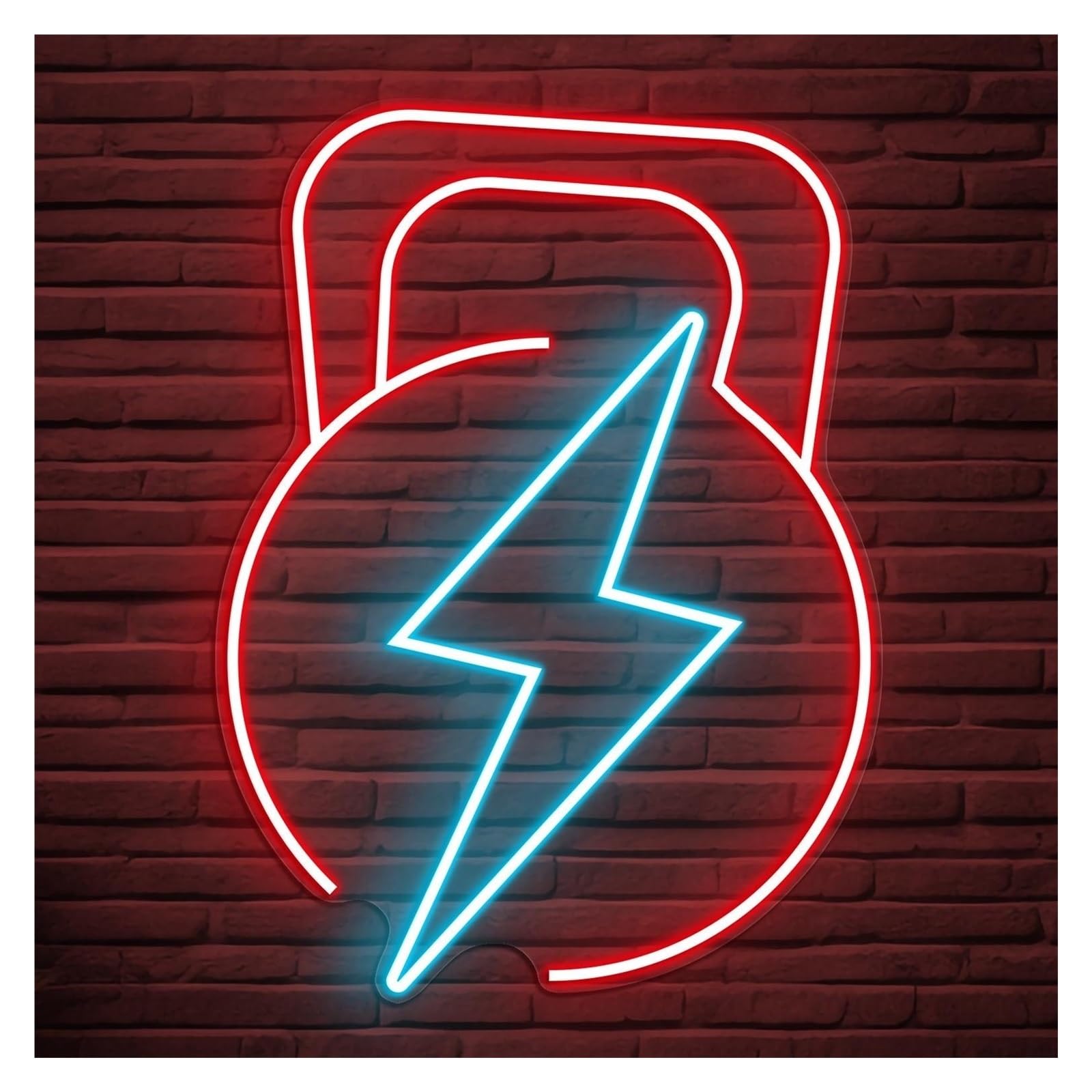 RONGCH Hanging Art Signs Thunder Kettlebell Neon Sign, Suitable for Workout Room Decor with Brightness Adjustable 38cm