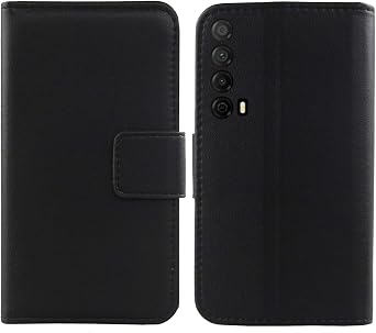 Genuine Leather Case TPU Silicone Shell for Huawei Enjoy 20 SE 6.67" Wallet Premium Flip Protection Cover Skin Pouch with Card Slot Black