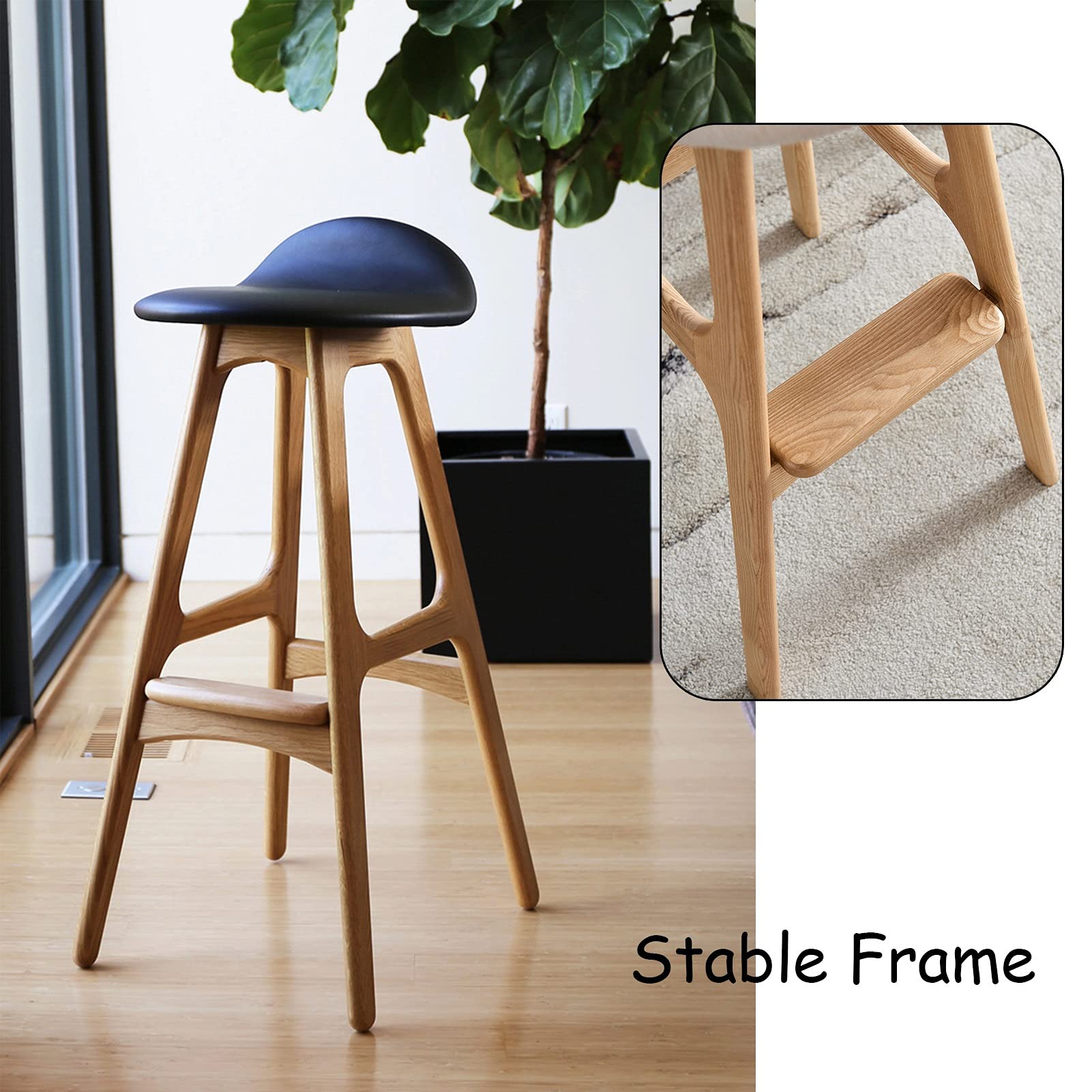 Amazon｜無垢材の高さのバースツール、2個快適 ヴィンテージハイ