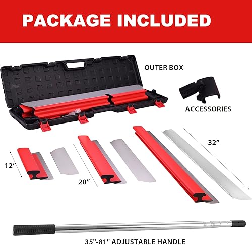 Vista 20 de BHTOP Herramientas para paneles de yeso Hoja de raspado con mango de extensión, cuchillas de 7 pulgadas, 10 pulgadas, 14 pulgadas, 16 pulgadas y 24