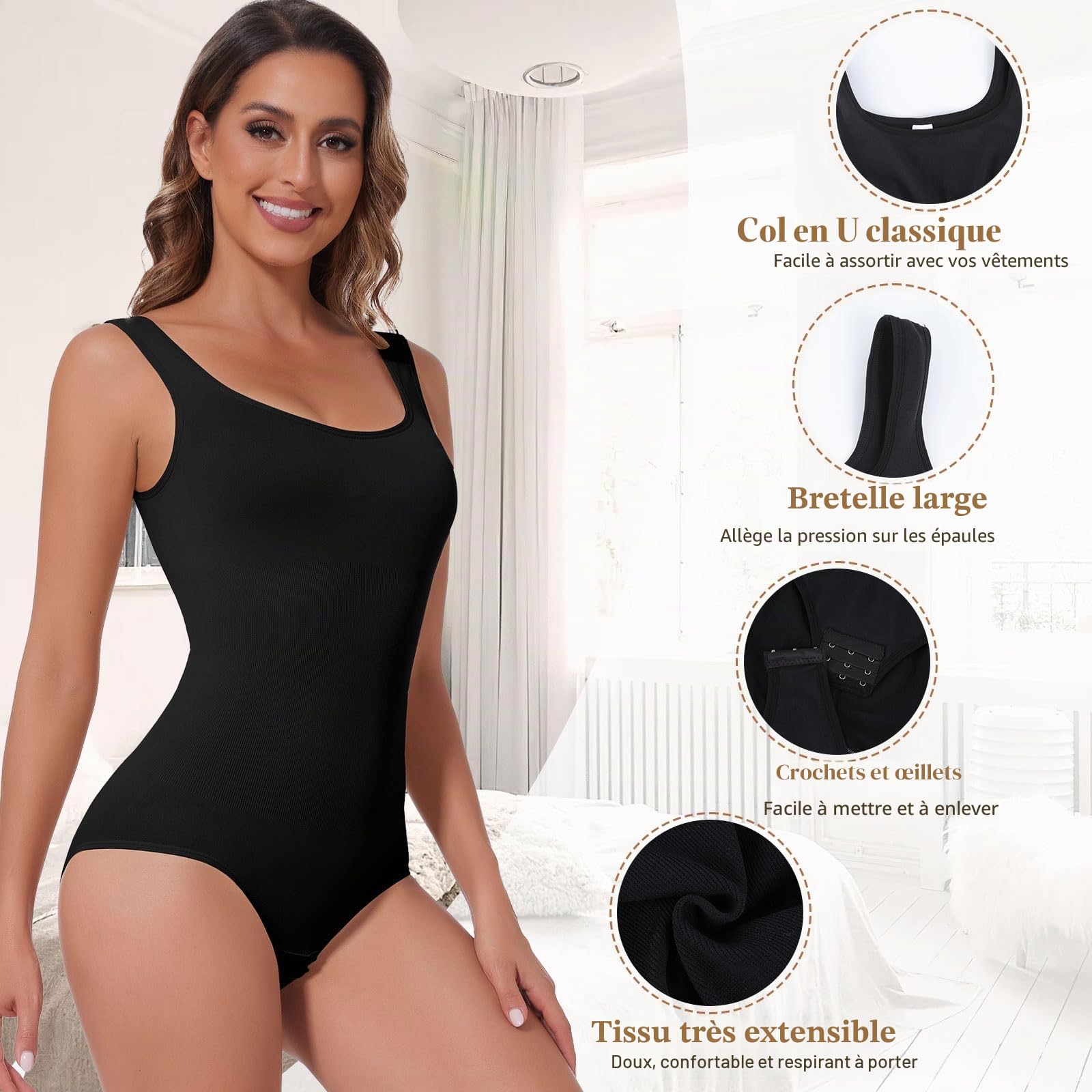 Joyshaper Body gainant gainant pour femme - Forme du ventre - Body gainant - Débardeur gainant