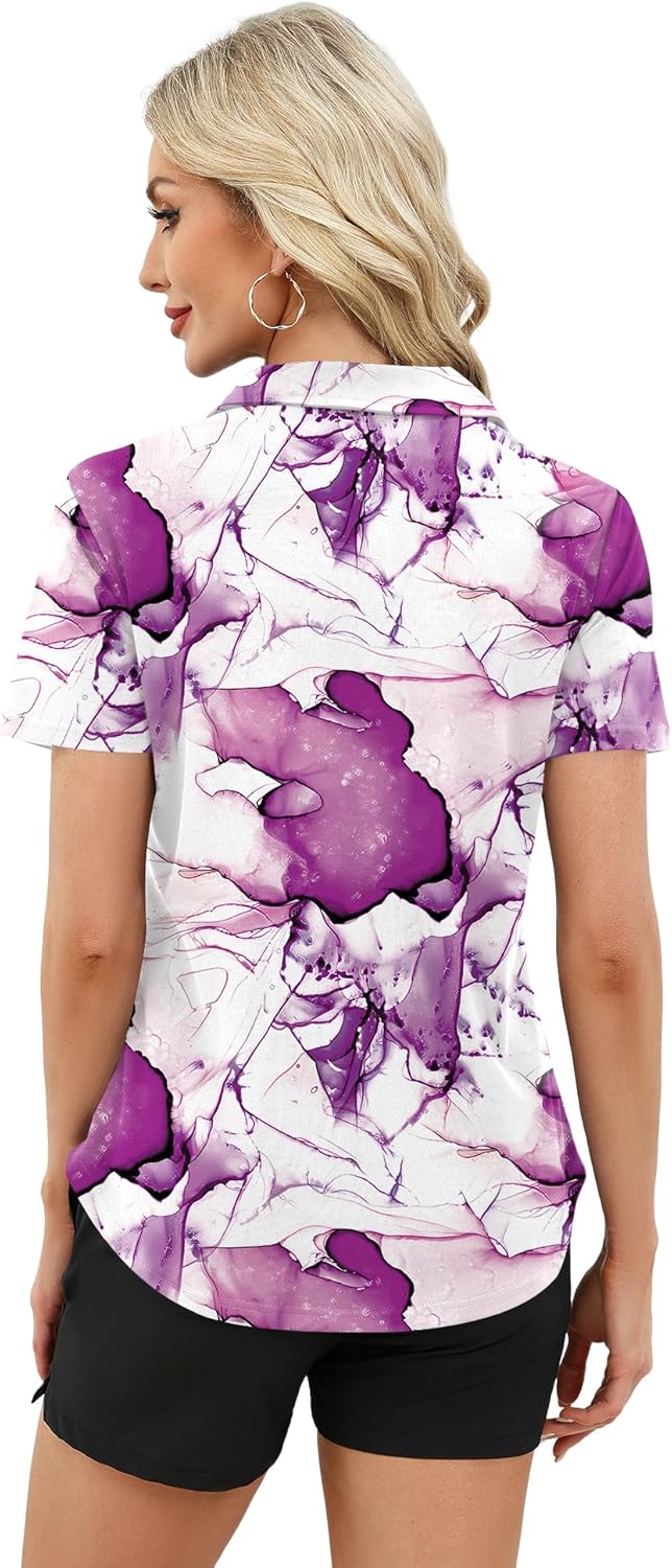 LUYAA Womens Golf Shirt Summer 1/4 Zip up Polo Shirts for Women Short Sleeve Moisture Wicking Gym Workout Tops - Image 3