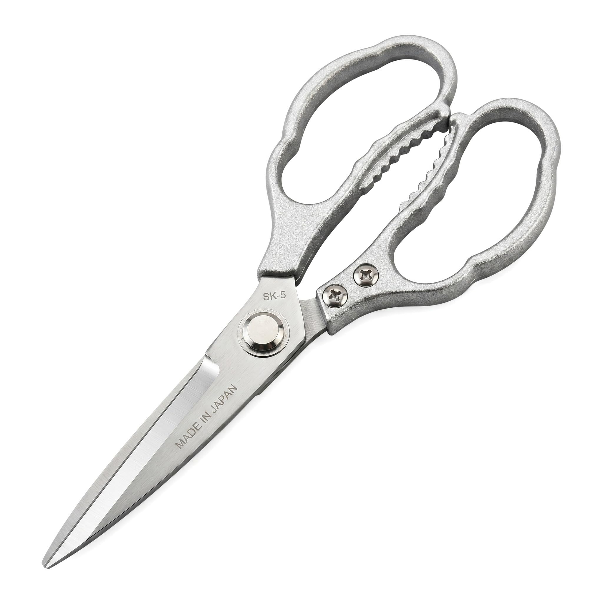 Tijeras de Cocina Profesionales de Acero Inoxidable, Cortapollos Superafilado y Lavable en Lavavajillas, Multiusos para Carne, Pescado y Hierbas, Plata