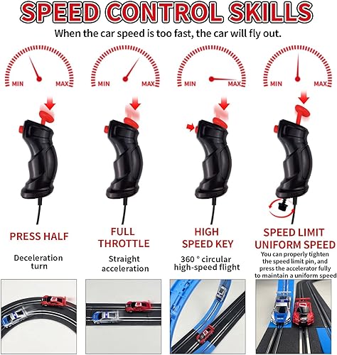 Miniatura 2 de Serie de alta velocidad Tranvía Dual Track Set, 26.9 ft pista eléctrica con 3 vehículos ranura coche carreras, viene con 2 controles manuales y