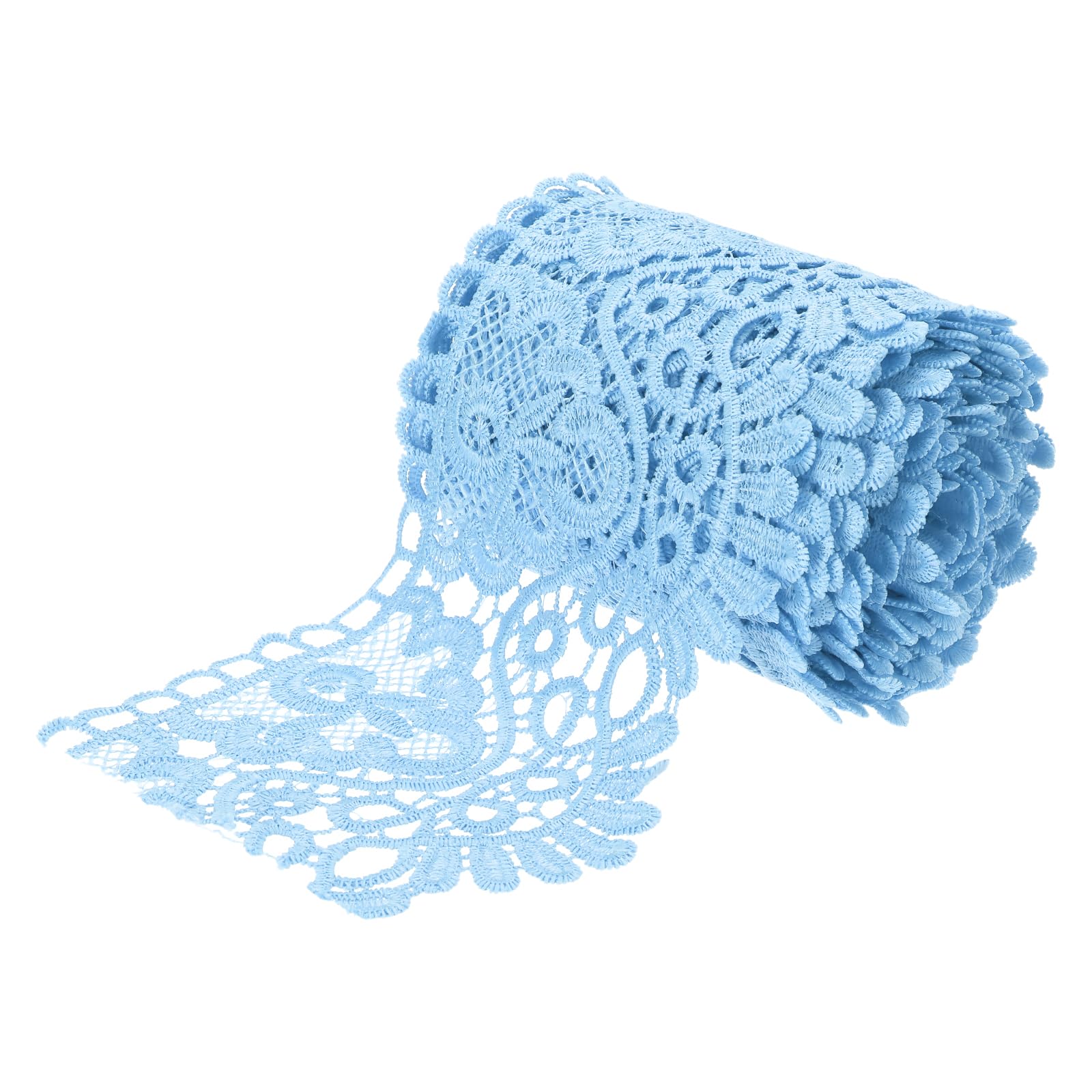 sourcing map 4 Inch Wide 5 Yard Lace Ribbon Floral Pattern Light Blue Lace Trim Ribbon for Sewing Making DIY Crafts Gift Wrapping Wedding Decor