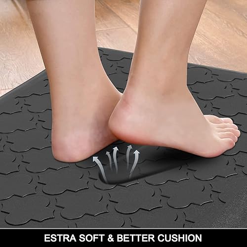 Miniatura 4 de HEBE Alfombrillas cómodas antifatiga para cocina, escritorio de pie, tapete grueso acolchado, impermeable, tapete resistente, 17.3 x 28 pulgadas