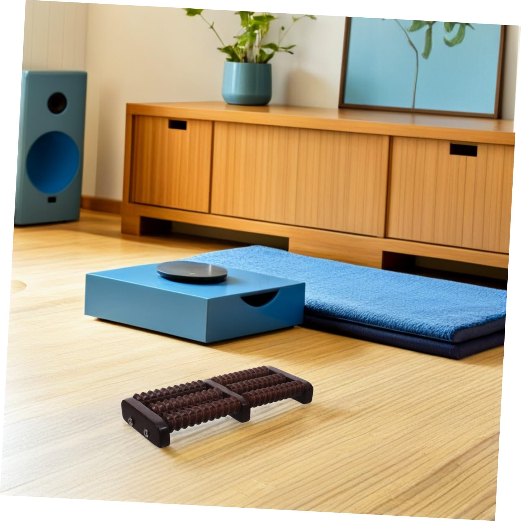 Massaggiatore per Piedi in Legno Ruote Curve Rullo per Massaggio Plantare e Talloni Portatile per Sollievo da Tensione Muscolare Riflessologia