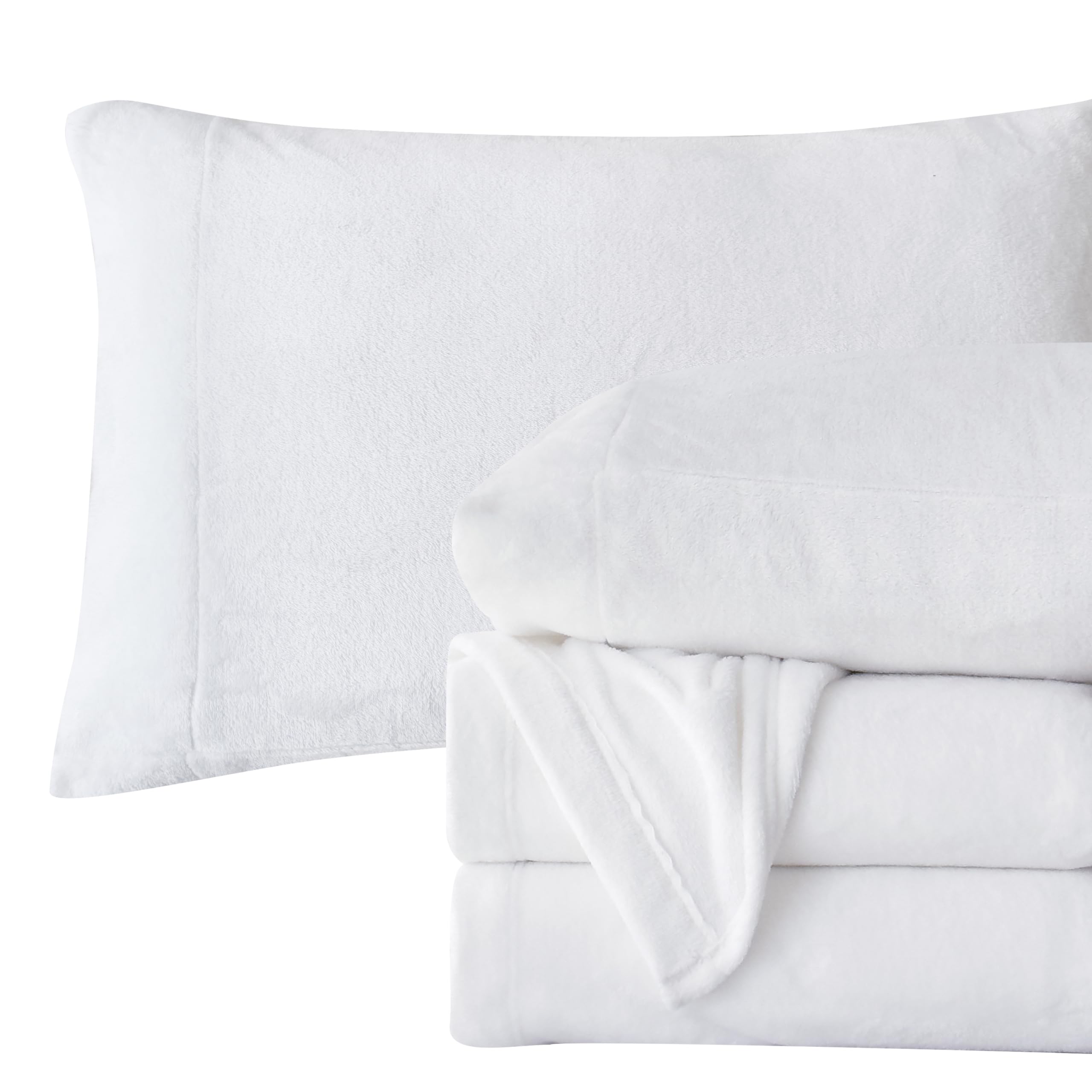 Elegant Comfort Luxuriously Soft 4-Piece Velvet Plush Flannel Sheet Set - Premium Quality - Cozy Warm, Anti-Static, Non Pilling Fuzzy Velvet Flannel