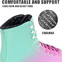 Vista 5 de MammyGol Patines de patinaje sobre hielo con cordones para mujer/señora/niña, soporte ligero, talla 6, 7, 8, 9, 10, 11, 12 Rosa rojo - verde azulado