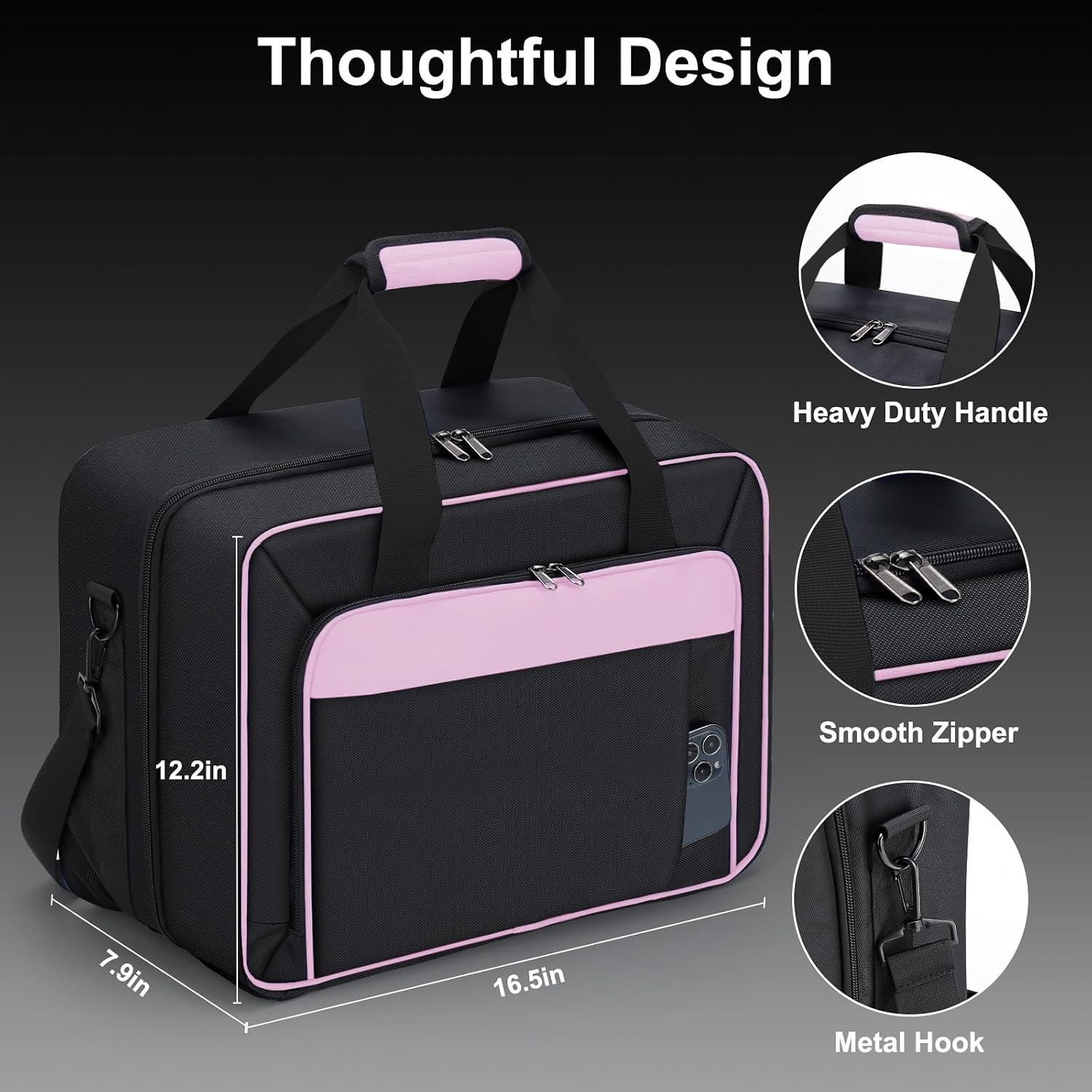 GDNasist Carrying Case Compatible with PS5/PS5 Pro/PS5 Slim, Pink | Travel Thickened Protective Bag Compatible with Playstation 5 Console, Headset, PS5 Controller, Game Discs and Accessories