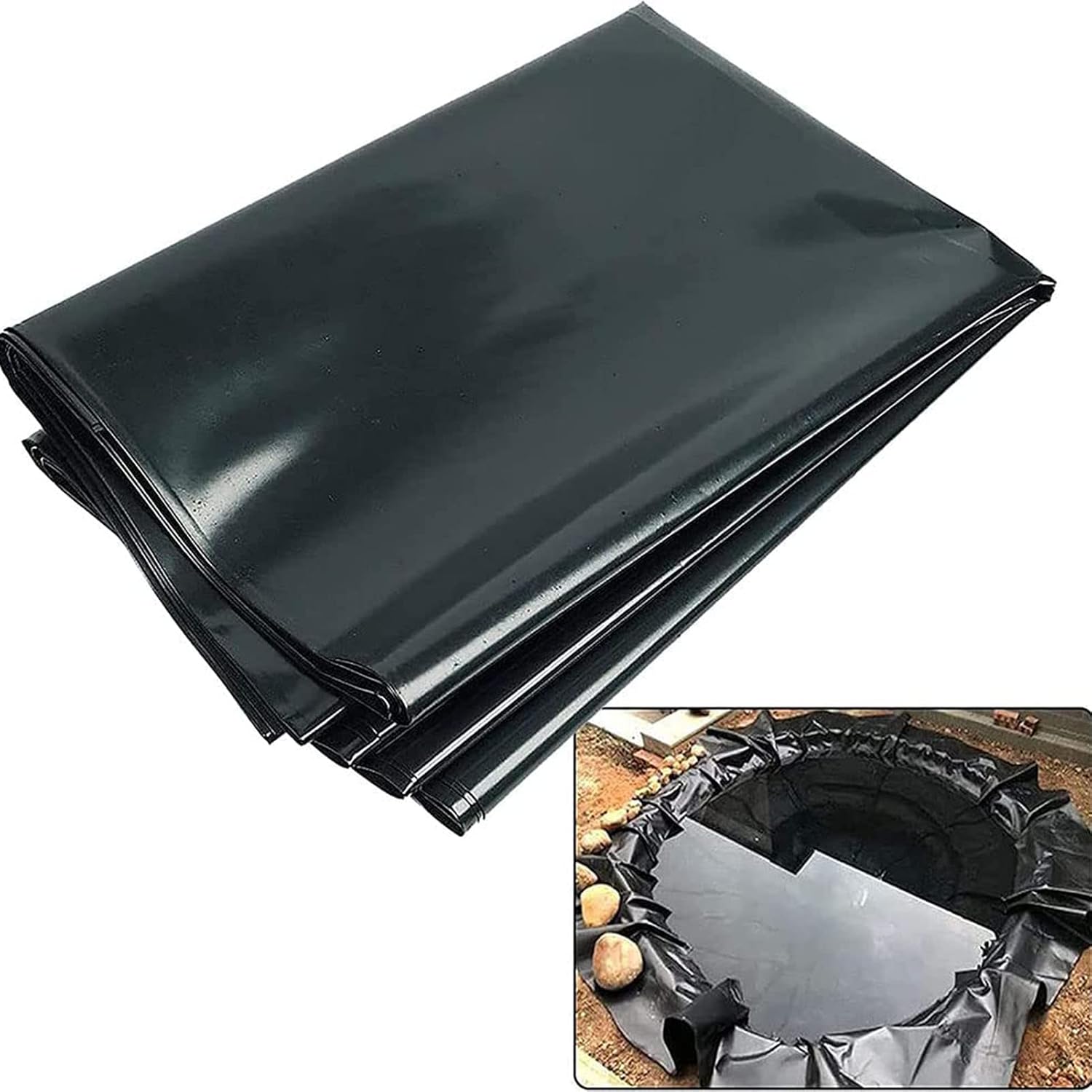 3x5ft HDPE Fish Pond Membrane Liner - Lightweight, Durable Underlay for Landscaping, Garden Pools, Stretch-Resistant, Easy to Cut & Install, Ideal for Water Features