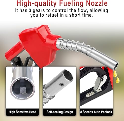 Miniatura 5 de Carrete de manguera de combustible diésel retráctil de 34 pulgadas x 50 pies, rebobinado automático accionado por resorte, construcción de acero