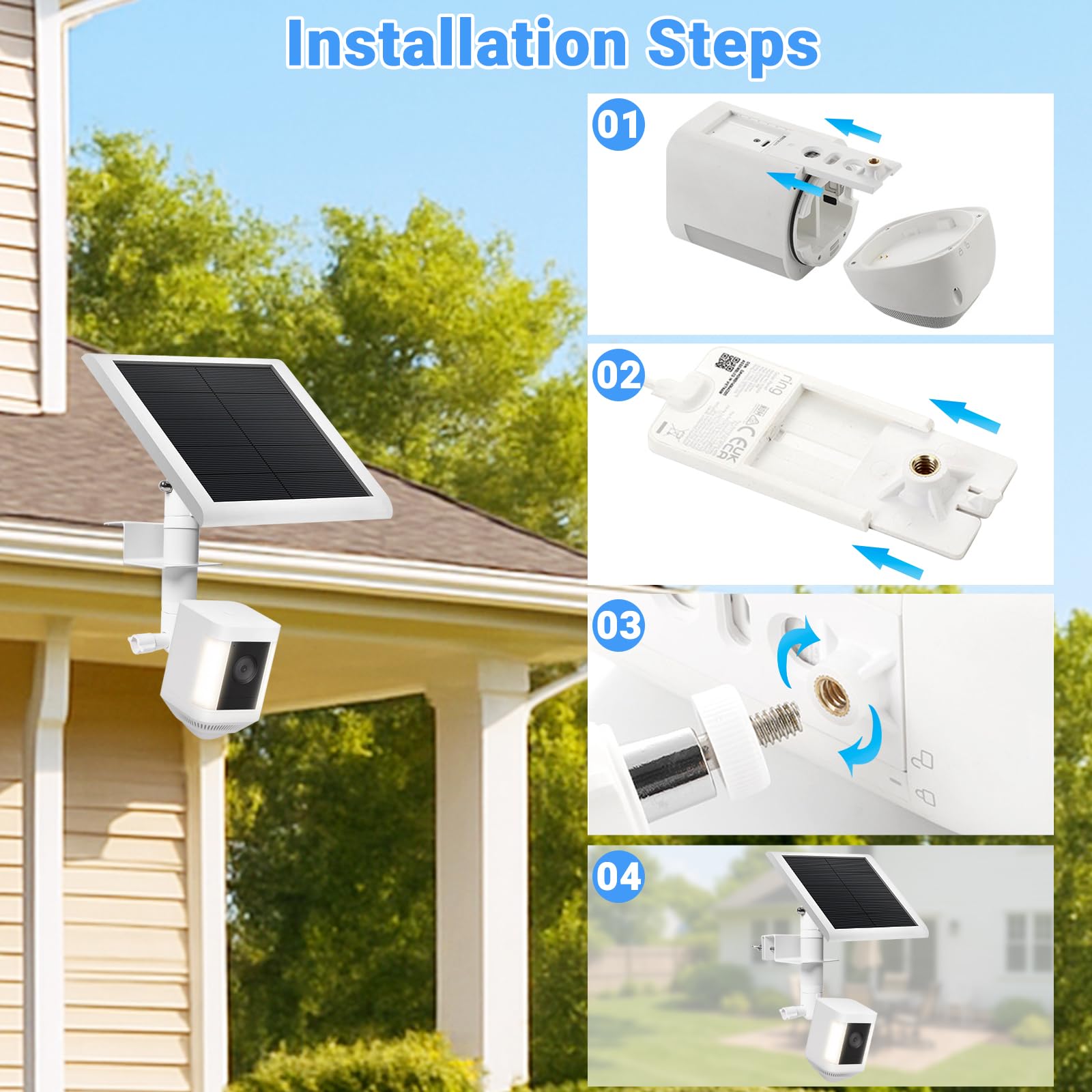 2-in-1 Dachrinnenhalterung ohne Bohren für Ringkameras & Solarmodule | 360° verstellbar, universelle Kompatibilität (2 Stück)