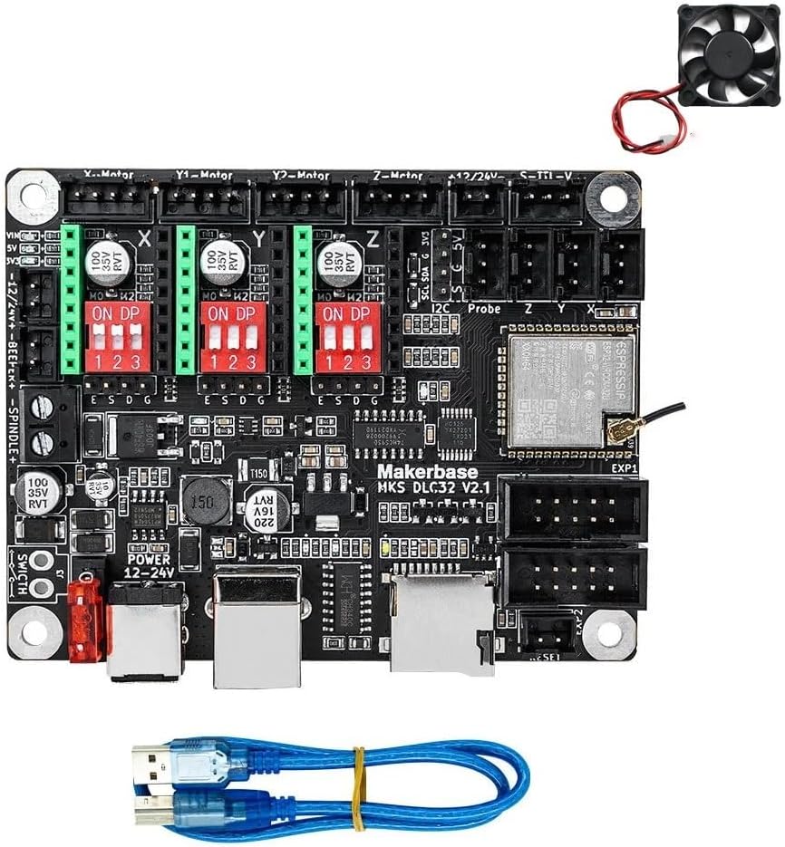 Makerbase MKS DLC32 V2.1 GRBLコントローラー、ESP32 WiFi搭載、TS24-R/TS35-Rタッチスクリーン対応、レーザー彫刻機・CNCマシン用 (Package*3)