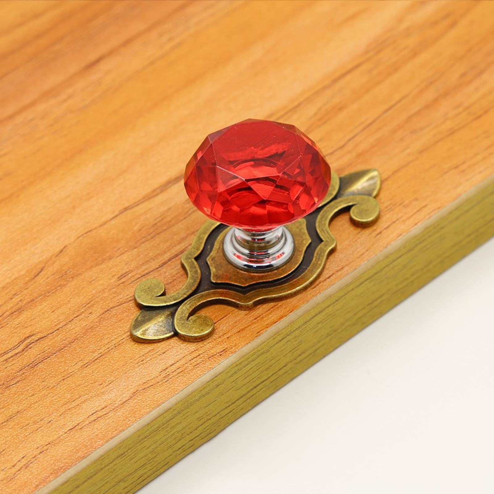 Poignée de porte en cristal transparent et bouton de tiroir monotrou vintage