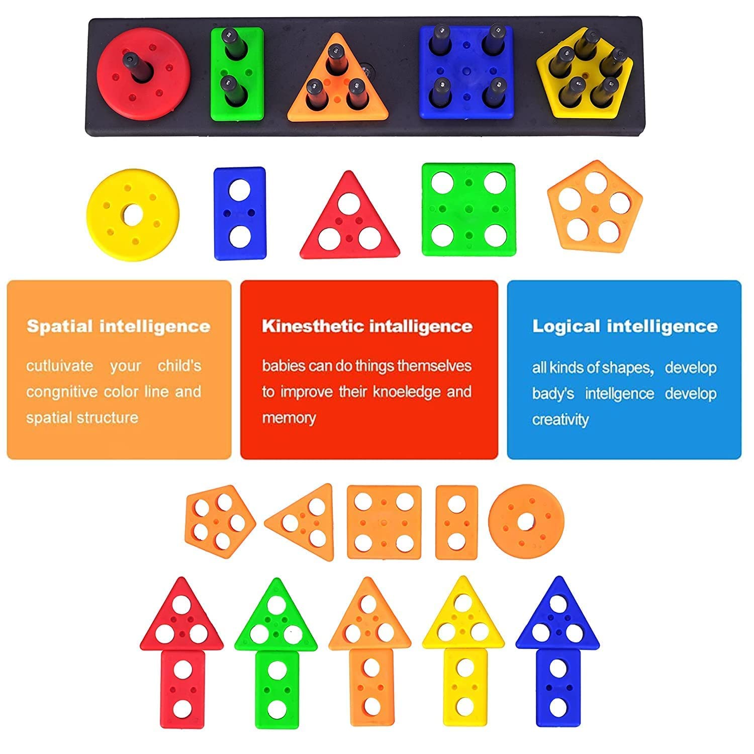Wirescorts Angle Geometric Plastic Blocks, Sorting & Stacking Toys for Toddlers and Kids Preschool, Color Stacker Shape Sorter Gift Educational Learning Toy for 1 2 3 Years Boys... - Image 5