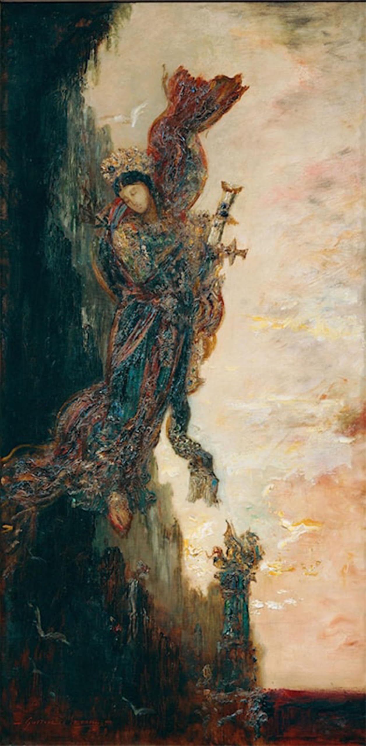 POSTERIIk Famous Modern Artwork Art Mural Fall of Sappho by Gustave Moreau Oil Paintings Pictures for Home Decor 60x90cm