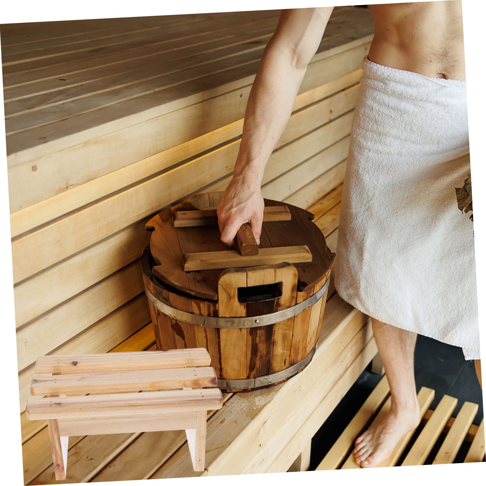 Tabouret de bain en bois chaise repose-pieds seau de bain