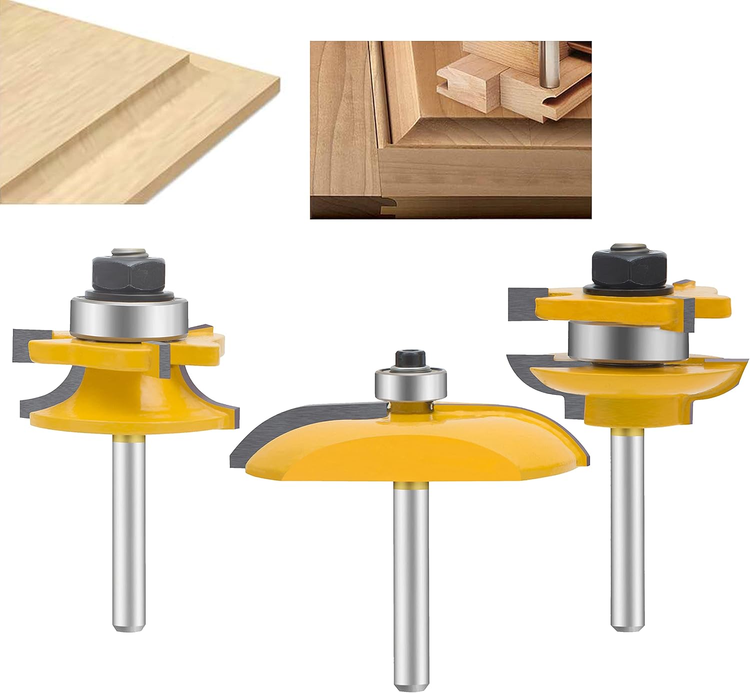 LEATBUY 1/2 Inch Shank Bullnose Router Bit 5PCS，Half Round Bearing Carbide Tipped Edge Cutting Bits， Radius 1/8" 3/16" 1/4" 5/16" 3/8", Woodworking Milling Cutter(1/2-Half Round) - - 