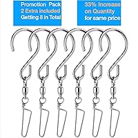 Vista 2 de HS's Creation Paquete de 6 ganchos en forma de S con clip de bloqueo giratorio para organización en interiores y exteriores, colgador giratorio