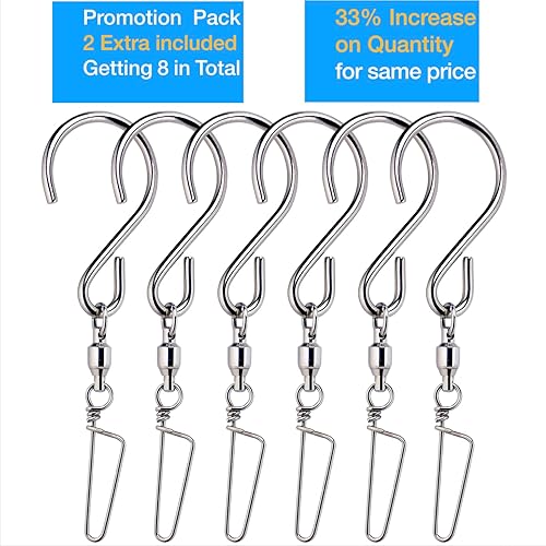 Miniatura 2 de HS's Creation Paquete de 6 ganchos en forma de S con clip de bloqueo giratorio para organización en interiores y exteriores, colgador giratorio