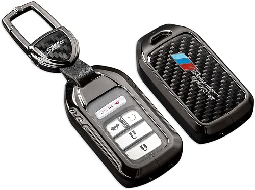 Miniatura 8 de Para Honda Key Fob Cover con llavero, Carcasa de aleación de zinc para BMW Toyota Nissan Volkswagen etc, Color de pistola y color negro