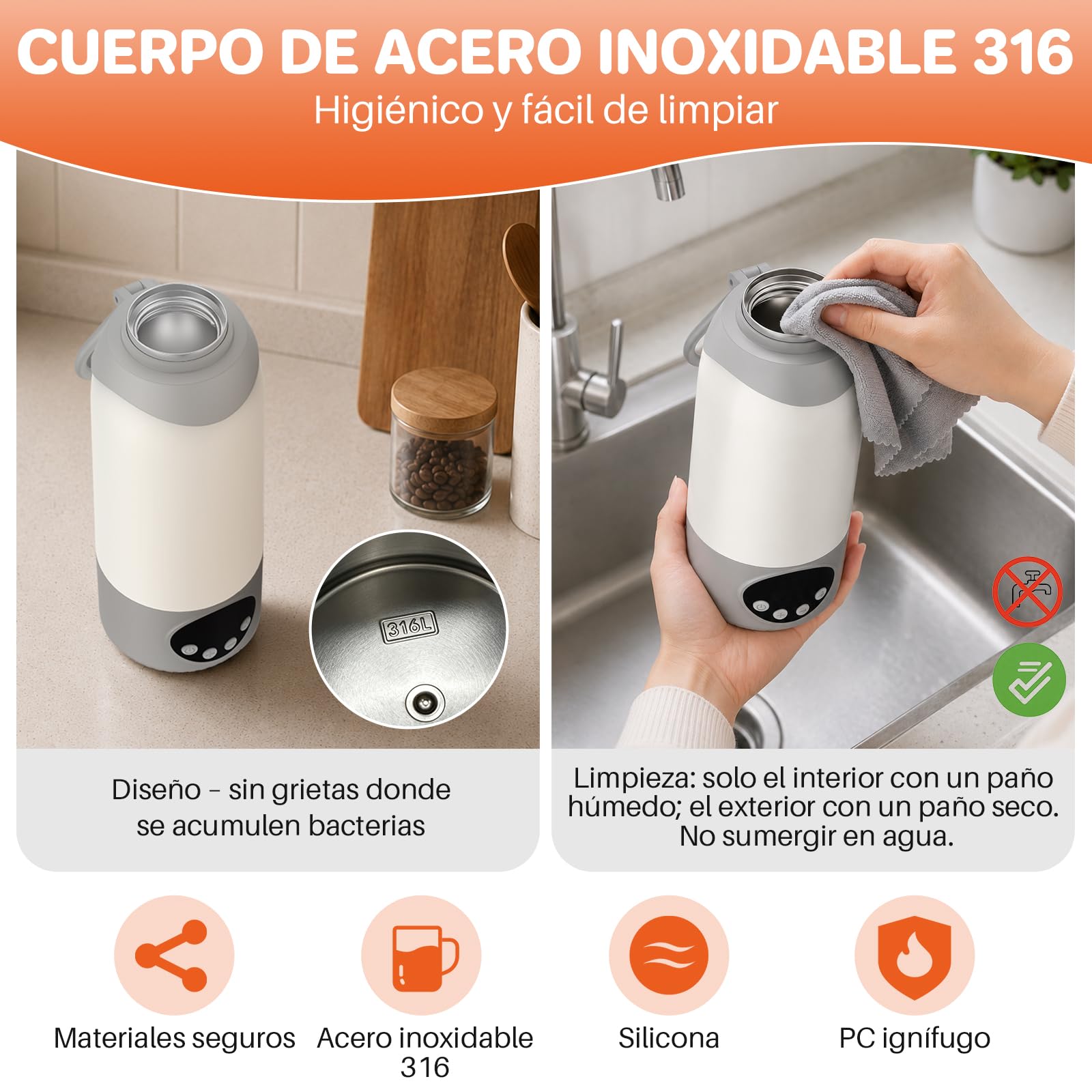 FUNYKICH Calienta Biberones Portátil 500ml 2-3min de Calentamiento