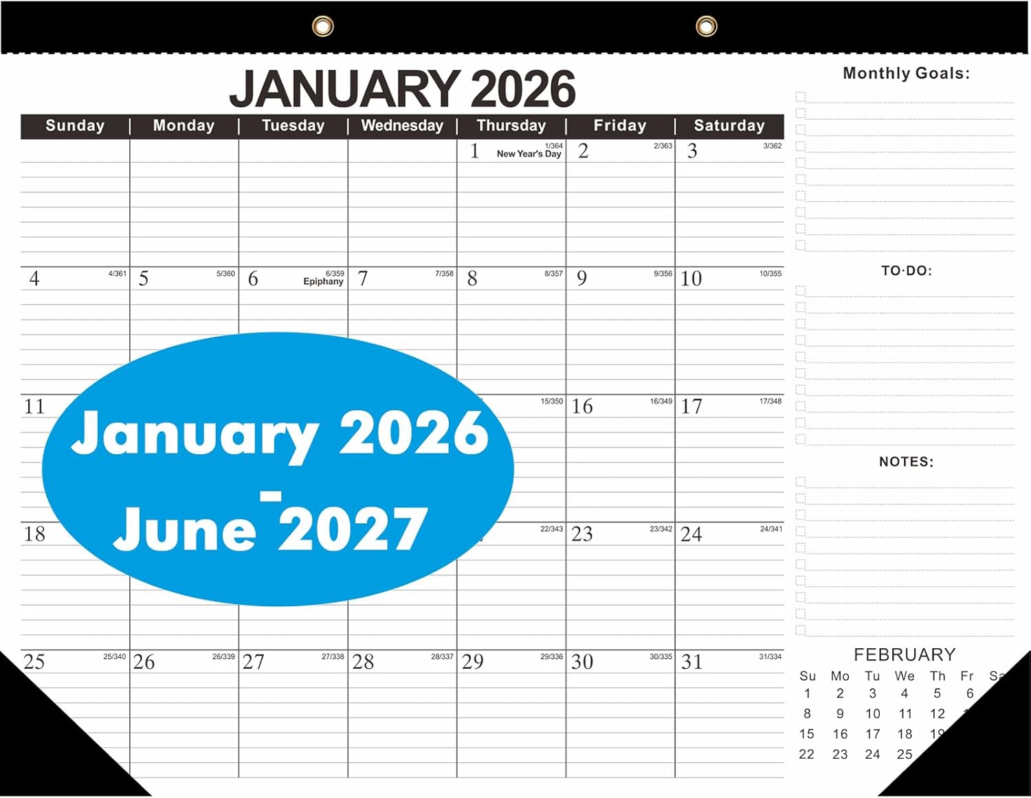 ZTX 2026 Calendar Desk Calendars as Big Deskpad or Large Hanging Wall Planner for Home Classroom School Large Desk Calendar 22"x17"Jan.2026-Jun.2027