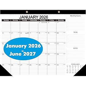 2026 Calendar Desk Calendars 2026-2027 Wall Calendar from January 2026 to June 2027,18 Months 17"12" Thick Paper for Office School Home