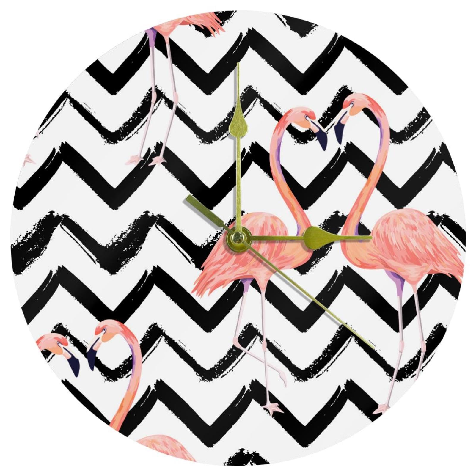 Horloge murale ronde flamant rose 25cm pendule silencieuse chambre