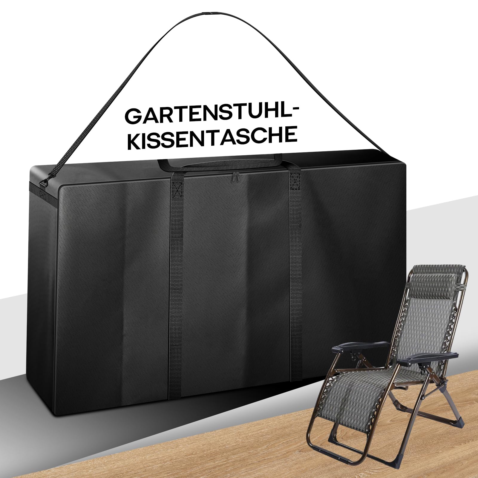 Bolsa de almacenamiento grande para silla de jardín, 600D, 105 x 73 x 28 cm, funda de transporte para tumbonas, cojín de muebles, mesa de camping, plegable, mesas plegables, chaise, terraza