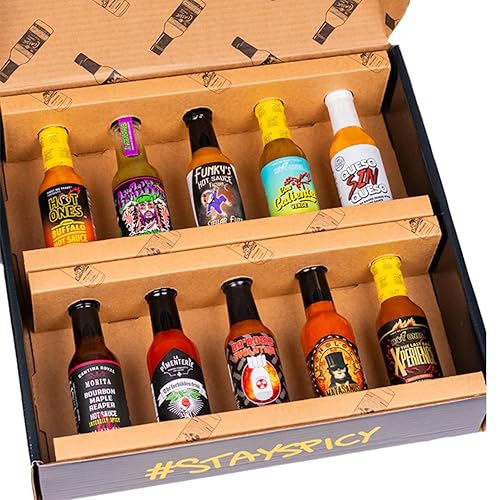 Hot Ones Hot Sauce Challenge Set - Season 23 Hot Sauce Gift Sets - Hot Sauce Variety Pack Made with Natural Ingredients - Unique Small Batch Hot Sauce Sampler Gift Set - 5 fl oz Bottles (10-Pack)