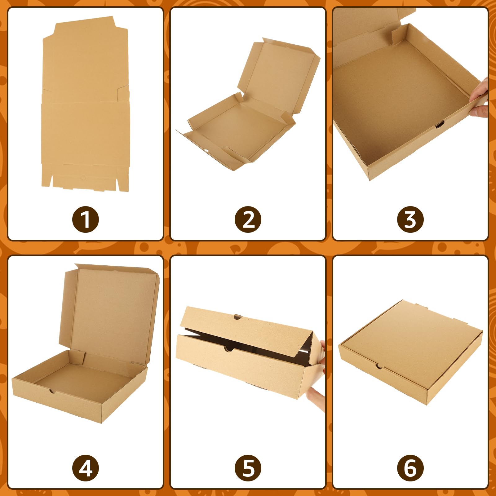 RHBLME Confezione da 30 scatole per pizza, 24 x 24 x 4,5 cm, scatole per pizza grandi, scatole per pizza quadrate portatili, scatole per pizza ondulate resistenti al grasso, mantengono fresca la pizza
