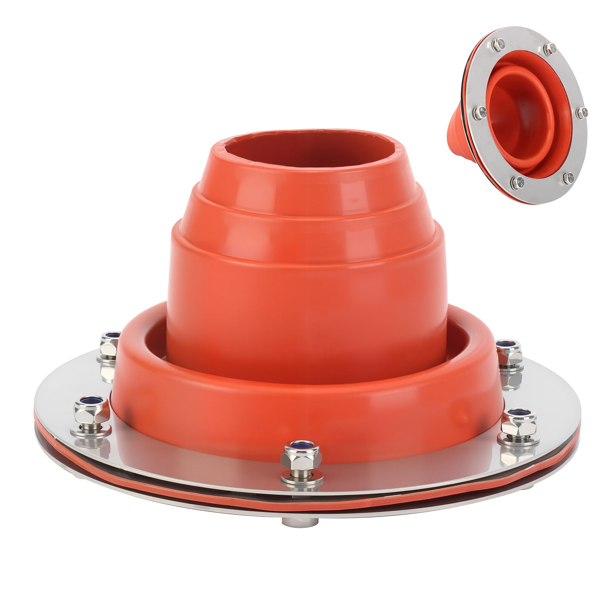 rloao Tent Flashing Stove Jack Kit, Silicone Chimney Flashing with Stainless Steel Base, Heat Resistant Waterproof Outdoor Stove Accessories for Camping Bell Tent, Yurt, Teepee