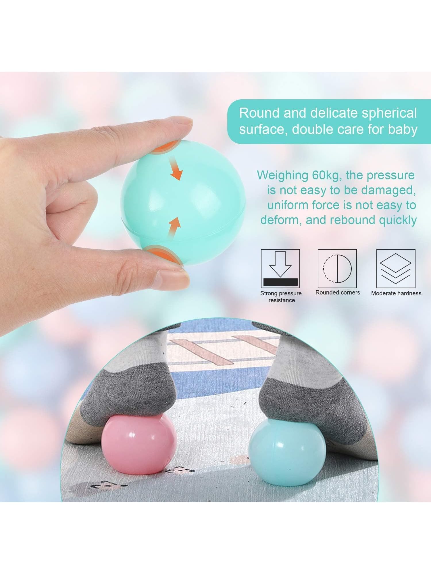 Genérico Bolas Piscina Infantil, Bolas Bebe, Bolas Parque Infantil, Pelotas para Niños 5,5 centímetros, 50 Unidades, Multicolor (50, Multicolor Pastel 2)