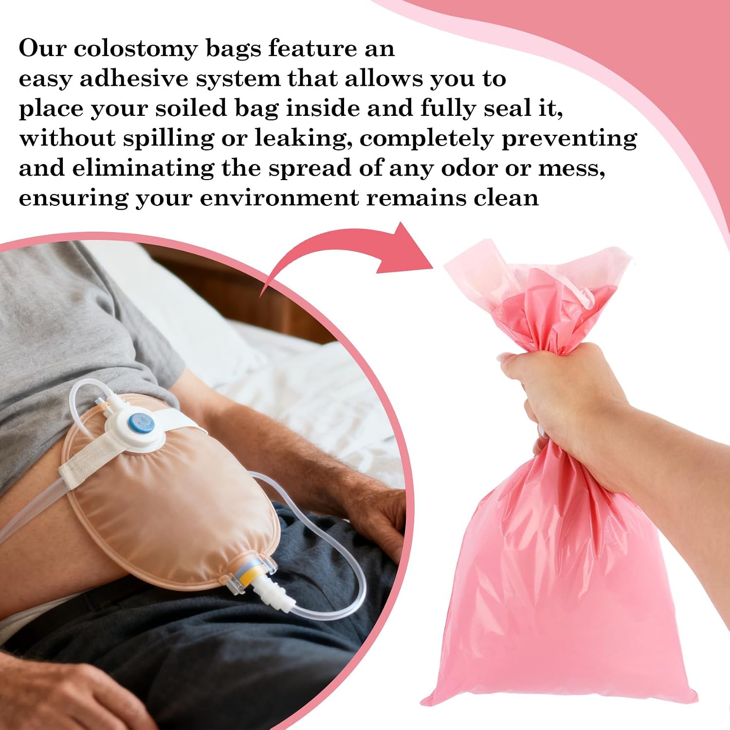 Klmnop 300 Pcs Ostomy Pouch Disposal Bags 7.87x13.78 Inches, Pink High Sealing Prevent Odors Leakage Anti Peeping Disposable Sacks for Colostomy Waste Supplies(Pink)