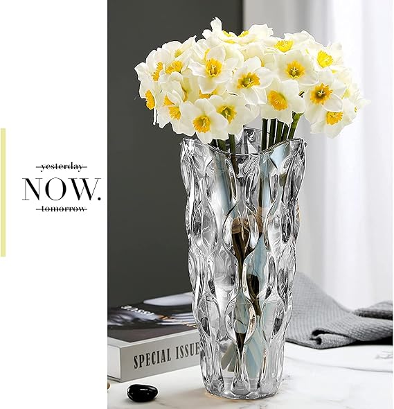 Glass Flower Vase, Modern Minimalist Vase, Nordic Glass, Floral Handmade Flower Arrangement Decoration, Hydroponic Ornament for Home Dining Table, Gift for Wedding, Housewarming Party (Gray-1)