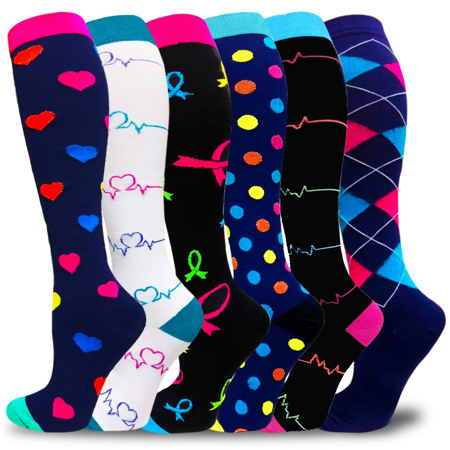 Compression Socks for Women & Men Circulation 3 Pairs Stockings is Best Support for Athletic Running, Cycling, Flight, Sports, Travel.